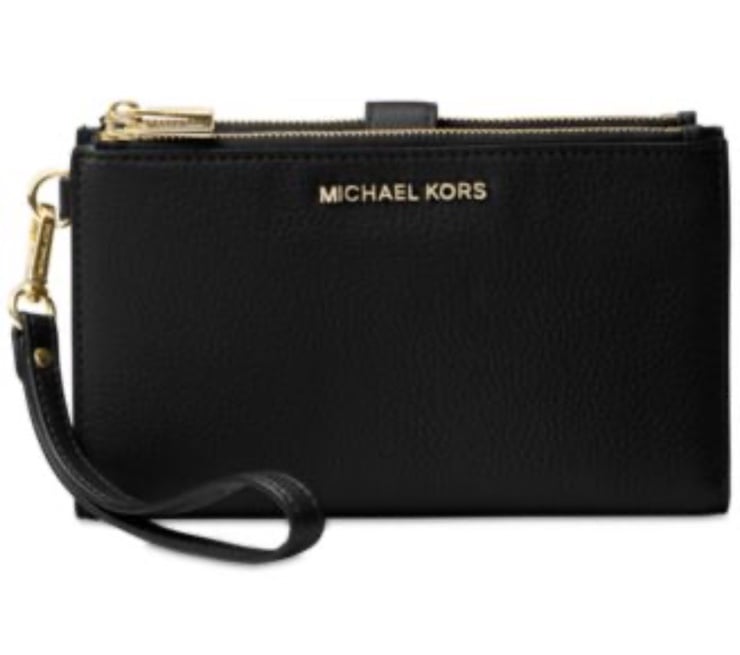 Michael Kors Adele Double-Zip Pebble Leather Phone Wristlet