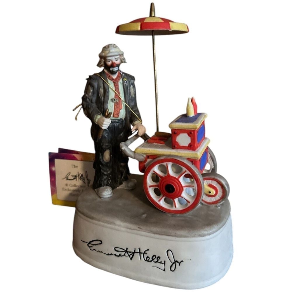 Flambro Emmett Kelly Jr Clown Figurine Wheeler Dealer San Francisco Music Box