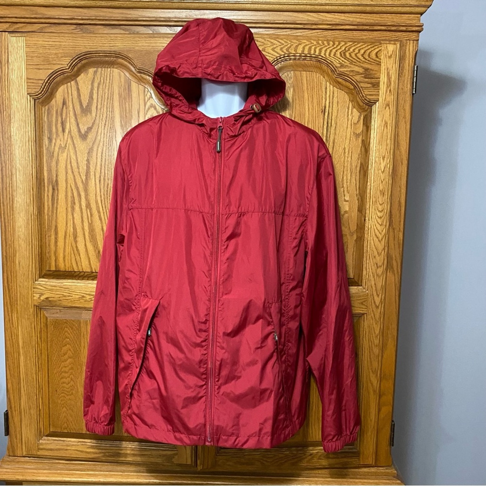 Scottevest SeV TEC Windbreaker Jacket Men's Size XL Red Packable Water Repellant
