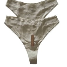 2 PAIR SKIMS RIBBED COTTON THONG PANTY NWT