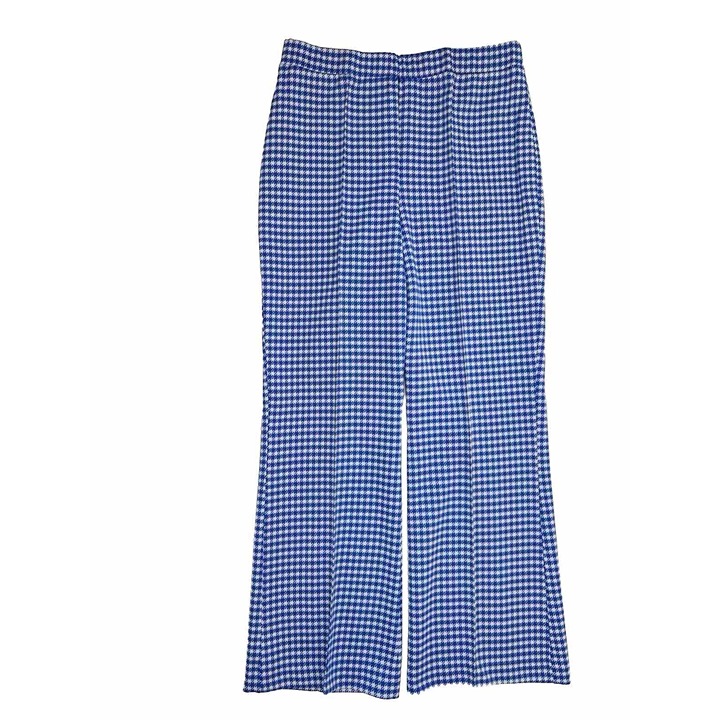 VTG 70s Womens 16 Large Houndstooth Plaid Knit High Rise Wide Leg Pants Disco