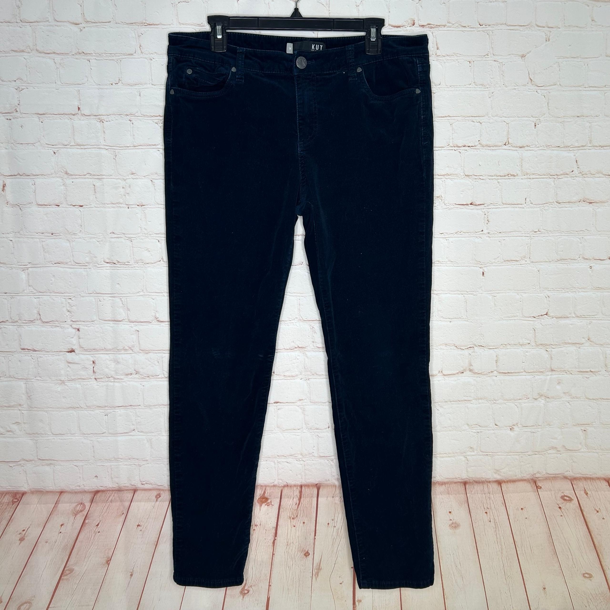 Kut From The Kloth Womens Navy Blue Diana Skinny Corduroy Pants Size 14