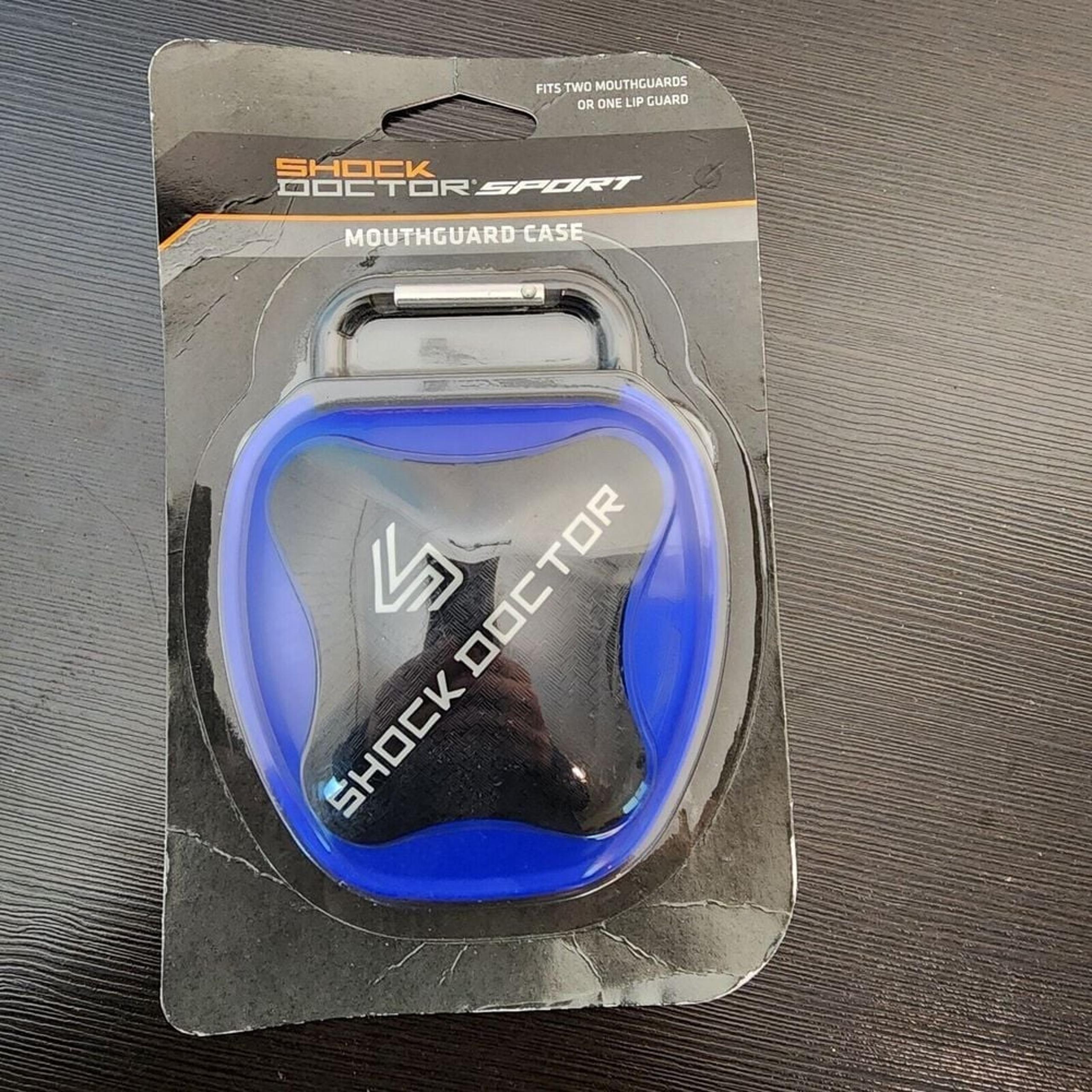 Heavy Duty Shock Doctor Mouthguard / Retainer Case Blue & Black w/ Carabiner