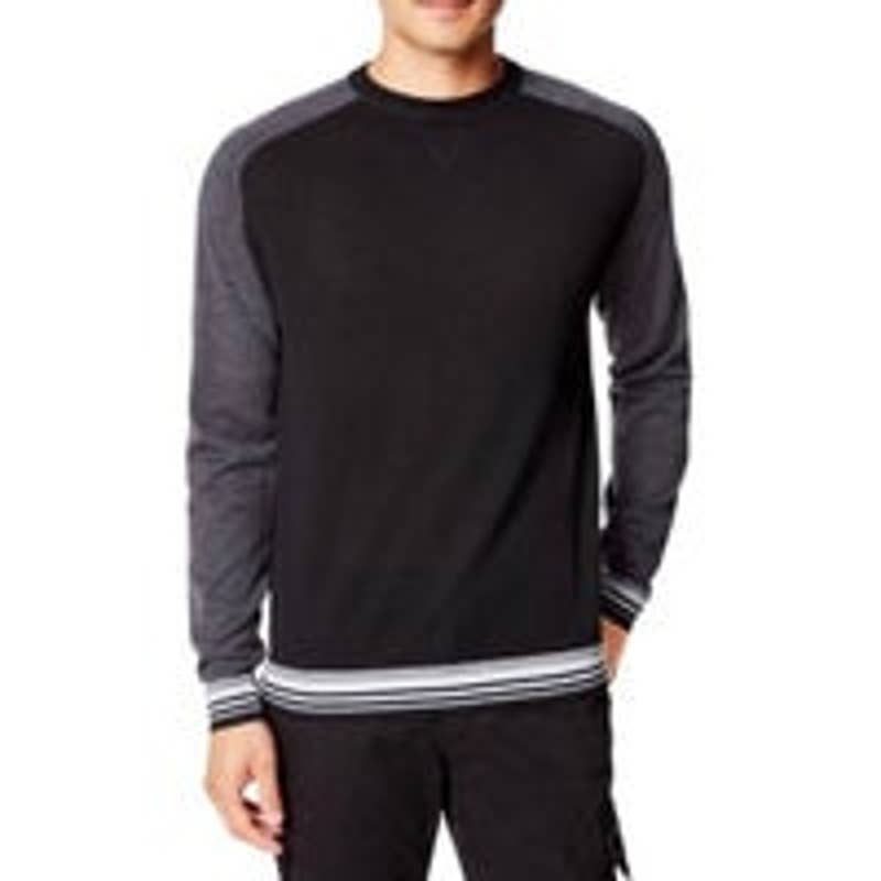 Good Man shops Brand Colorblock Raglan 100% Merino Wool Sweater Black/Gray SZ XX-Large
