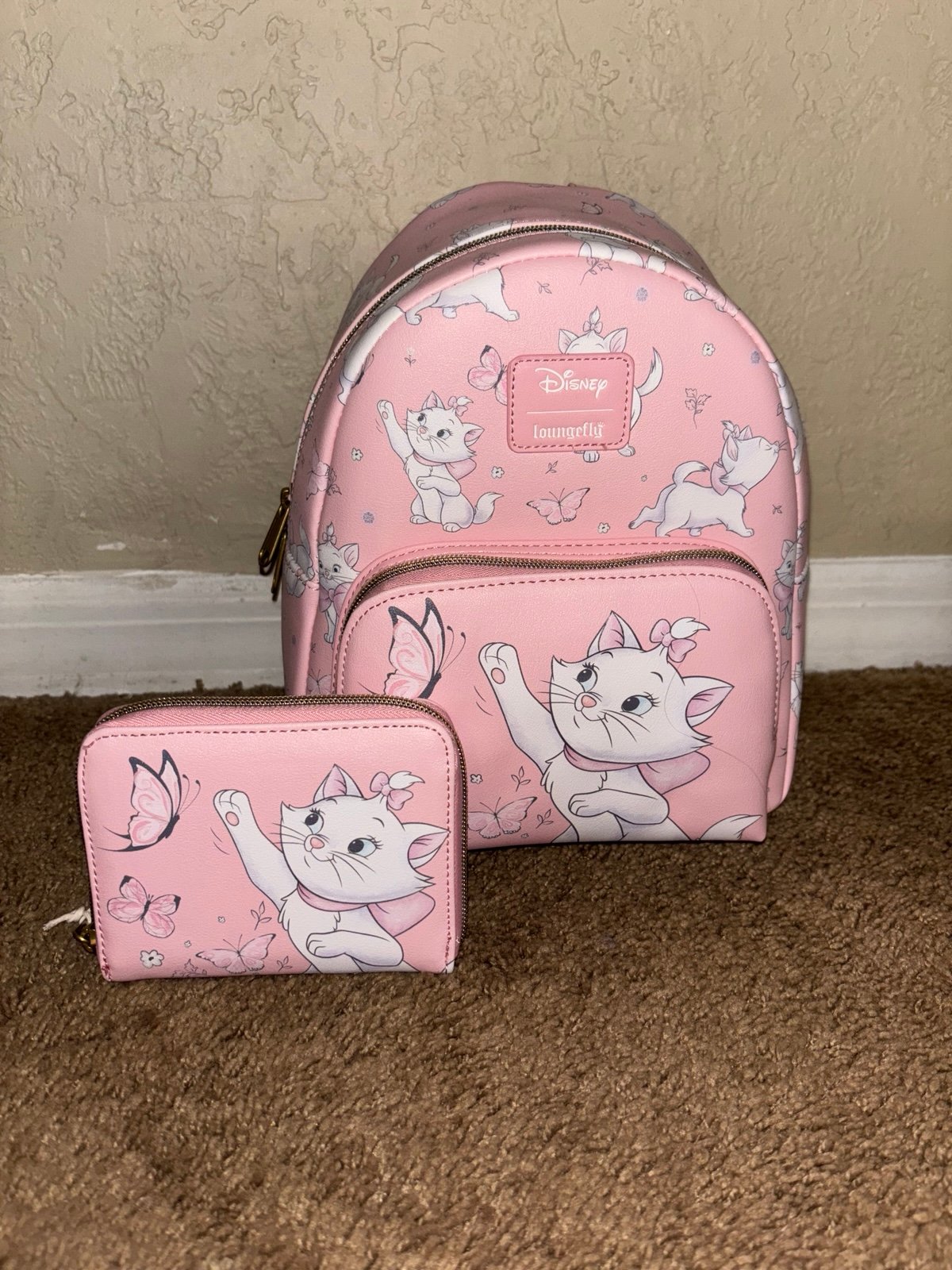 Loungefly Disney Aristocats Marie Mini Backpack Butterfly And Wallet SET!!