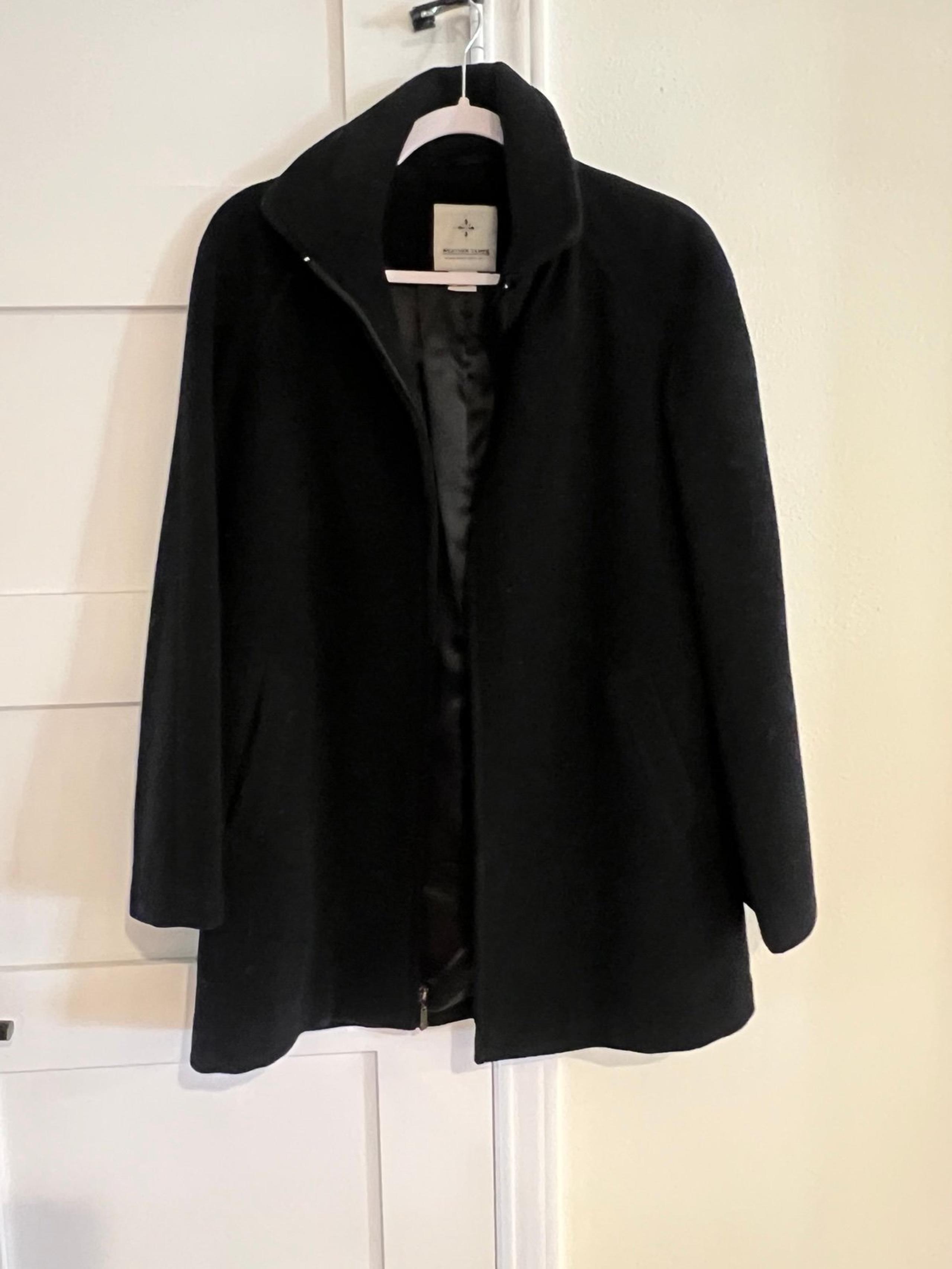 Women’s Weather Tamer Black Wool Zip Up Peacoat Size Small EUC