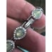 Signed 7.25 Givenchy Faux Milky Green Opal Clear Rhinestone Silvertone Bracelet