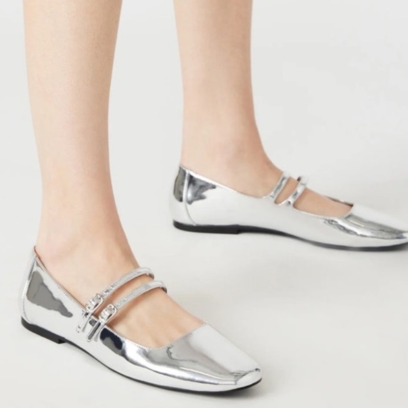 NWOB Steve Madden Silver Alisah Ballet Flats