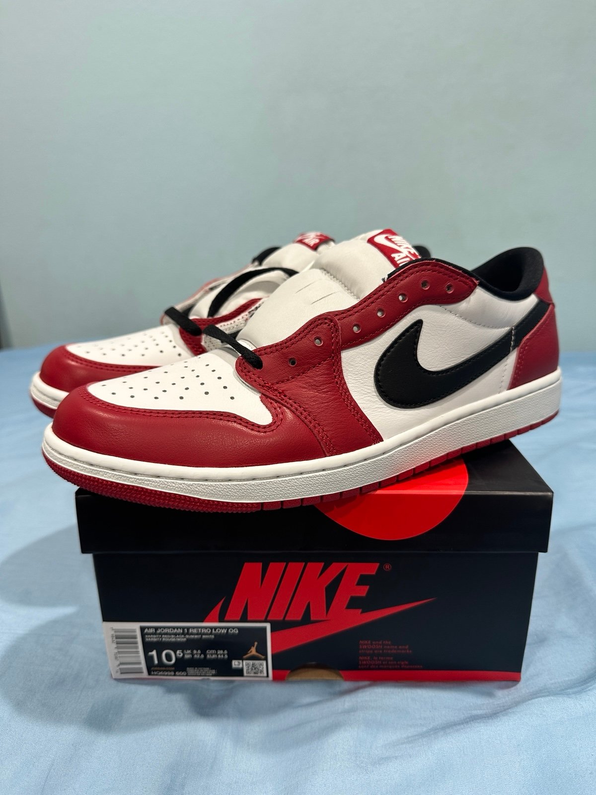 Size 10.5 Men, 12 Wmn Air Jordan 1 Retro OG 2025 Low Chicago HQ6998 600