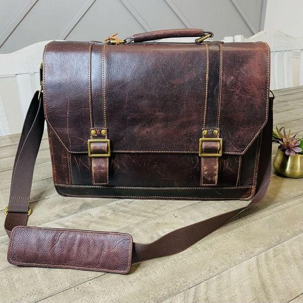 Wilsons Leather Pelle Studio Bag Briefcase Messenger Bag Computer Brown Vintage