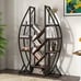 Oval Bookshelf 5 Tier Etagere Bookcase Industrial Display Shelve for Home Office