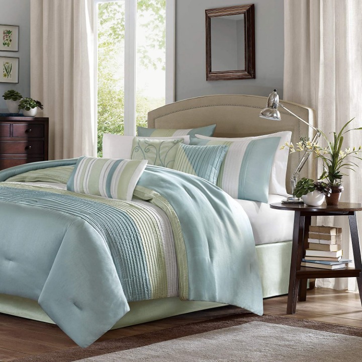 Madison Park Eastridge 7-piece Comforter Set, Green, King