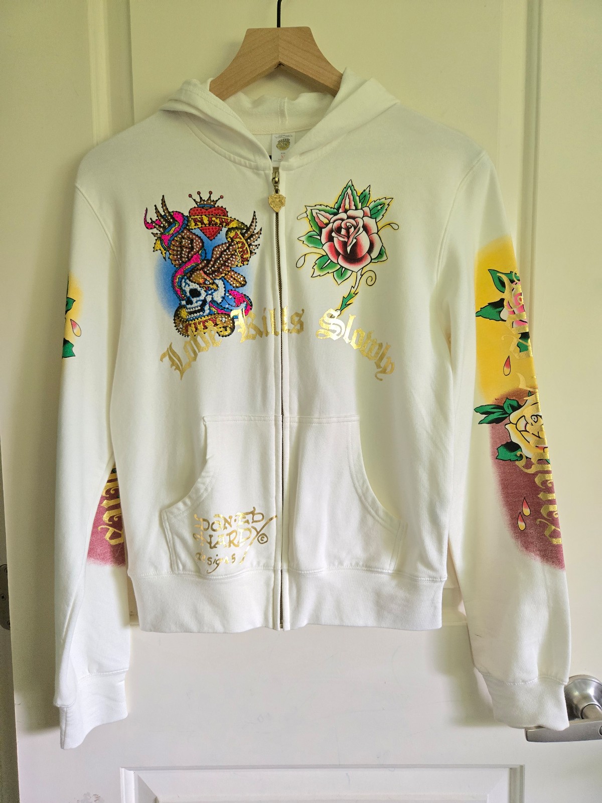 Ed Hardy NWOT zip up bling hoodie XL