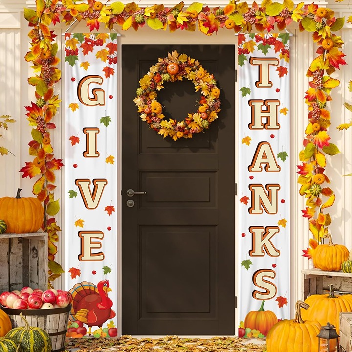 Give Thanks Hanging Banner - Xtralarge 72x12 Inch | Happy Thanksgiving