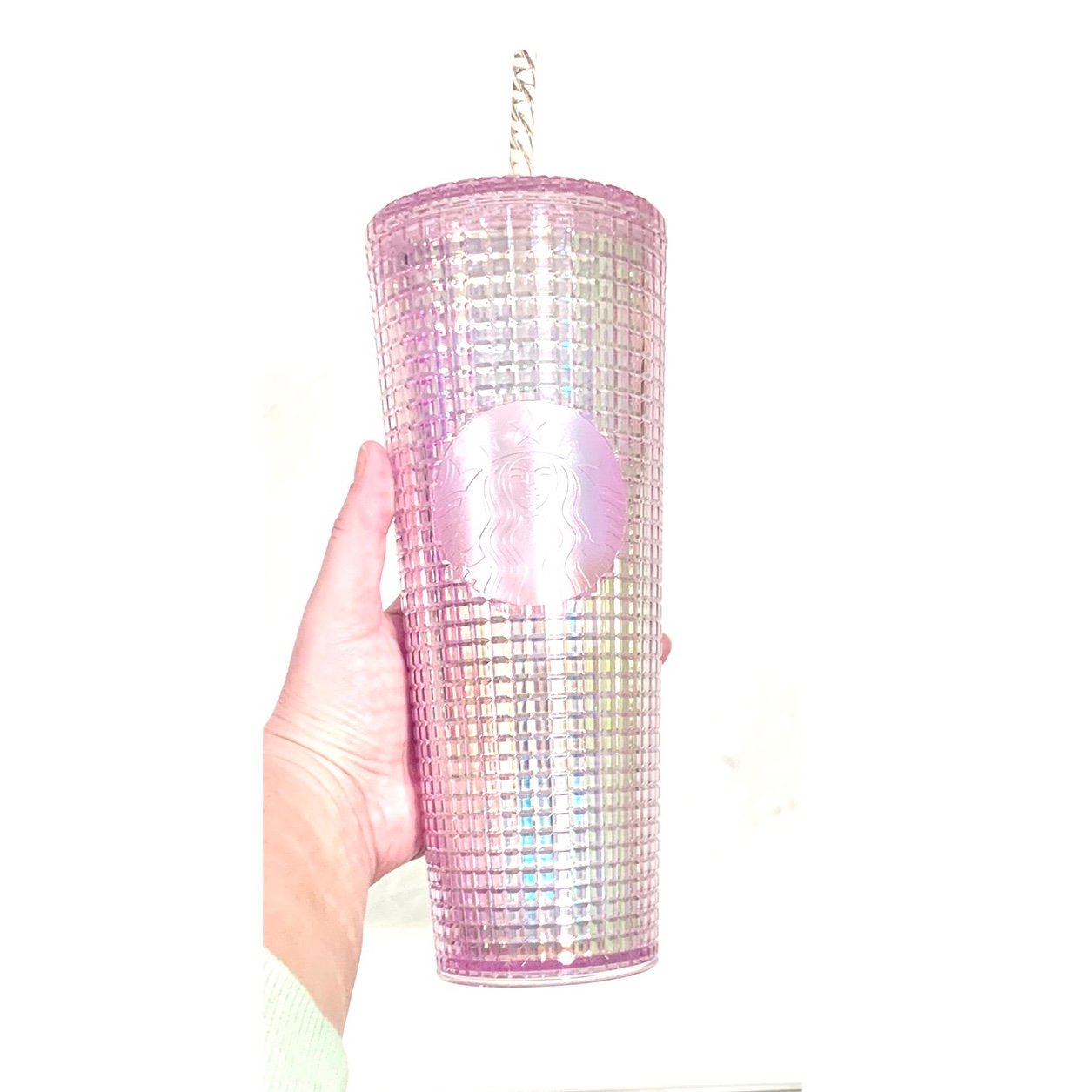 Starbucks Holiday 2020 Limited Shiny Bright Jewel Pink Grid Tumbler Venti