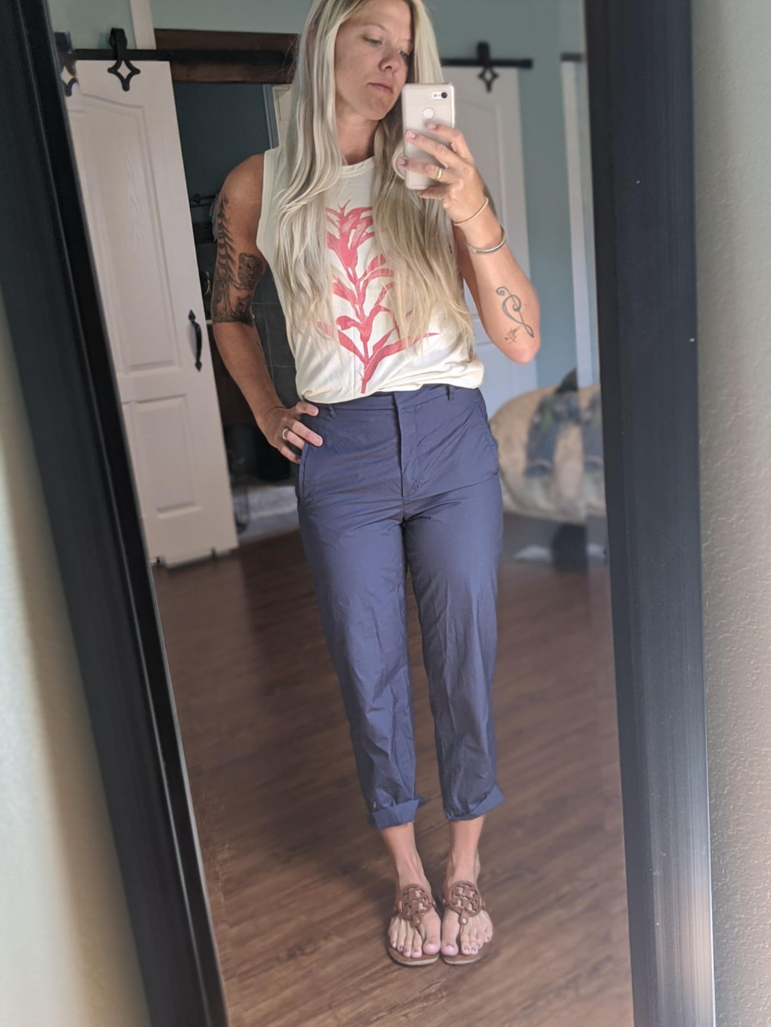 Wilfred high-waisted  navy pants