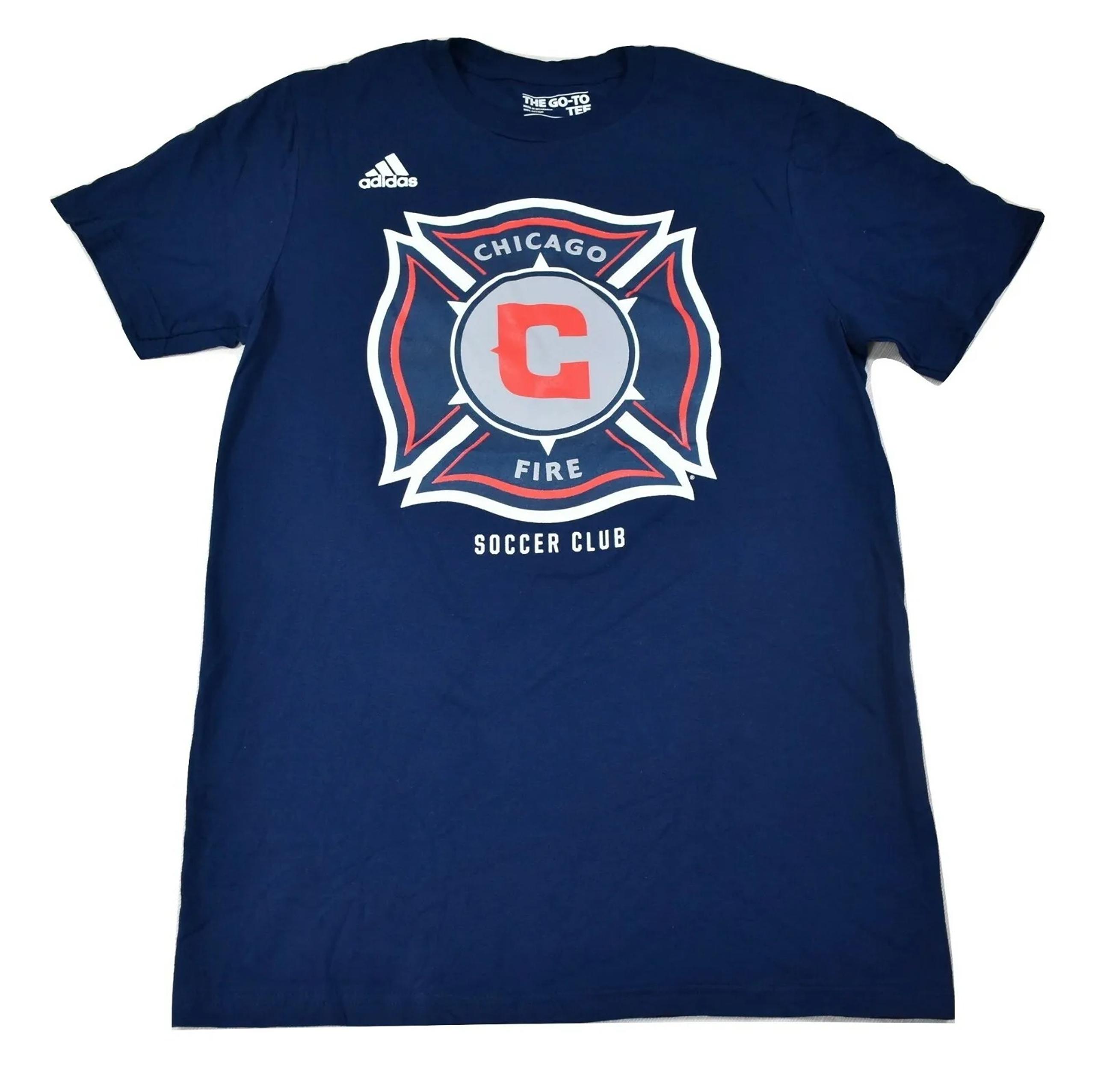 adidas MLS Mens Chicago Fire Soccer Club Go-To-Tee Shirt Large