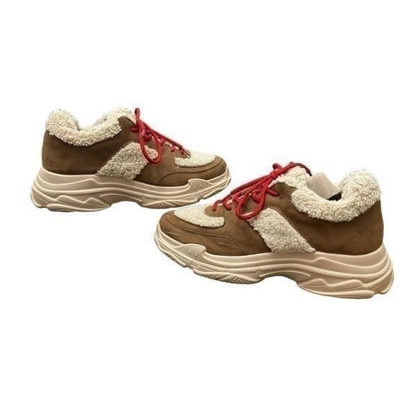 Jessica Simpson Women’s Sporta2 Sneaker Canyon Tan Cozy Core Faux Fur Size 10
