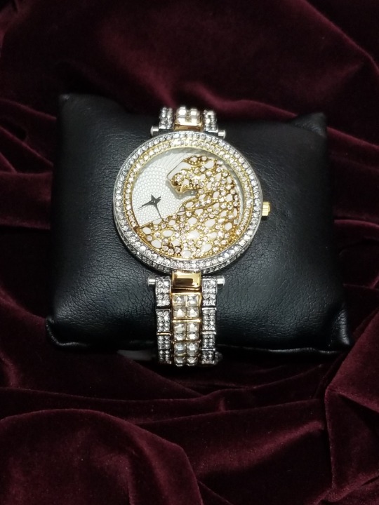 Silver & Gold Crystal Leopard Watch