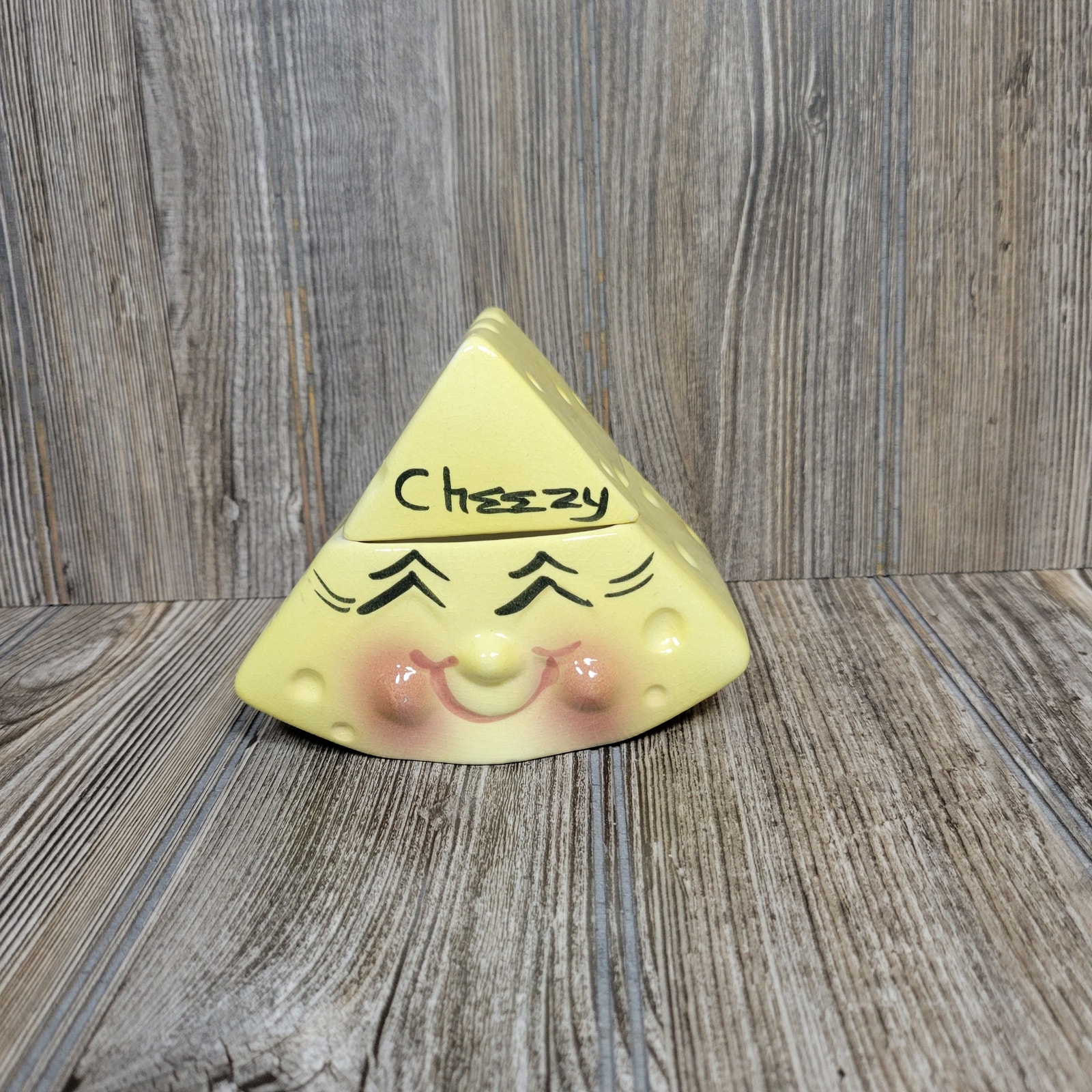 Vintage Cheezy Anthropomorphic Cheese Jar DeForest 50s Grandmacore