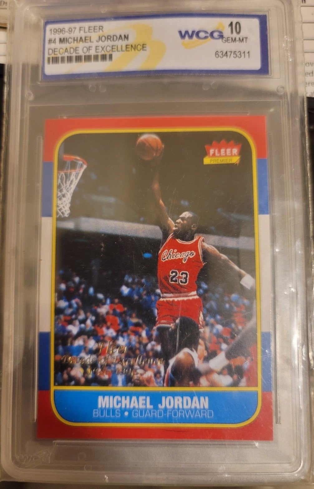 1996-97 MICHAEL JORDAN FLEER DECADE OF EXCELLENCE ROOKIE CARD #4 GRADED GEM 10