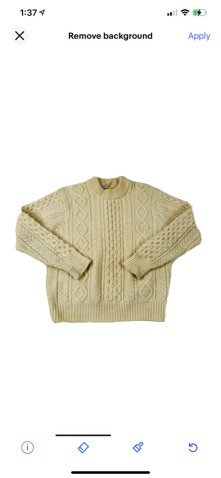 Vintage 70s Chunky Wool Cable Knit Sweater