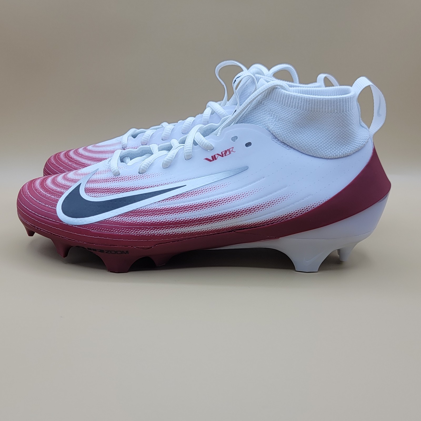 Nike Air Zoom Vapor Pro 1 Mens Football Cleats Size 8.5 White Crimson HM8850-102