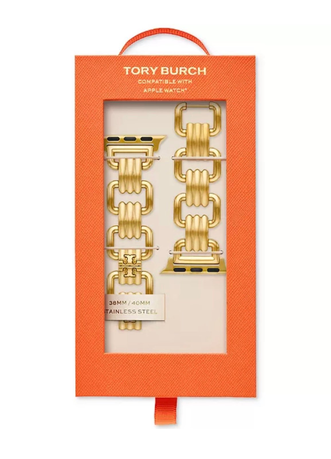TORY BURCH DESIGNER GOLD STAINLESS ELEANOR BAND FOR APPLE WATCH, TBS0071