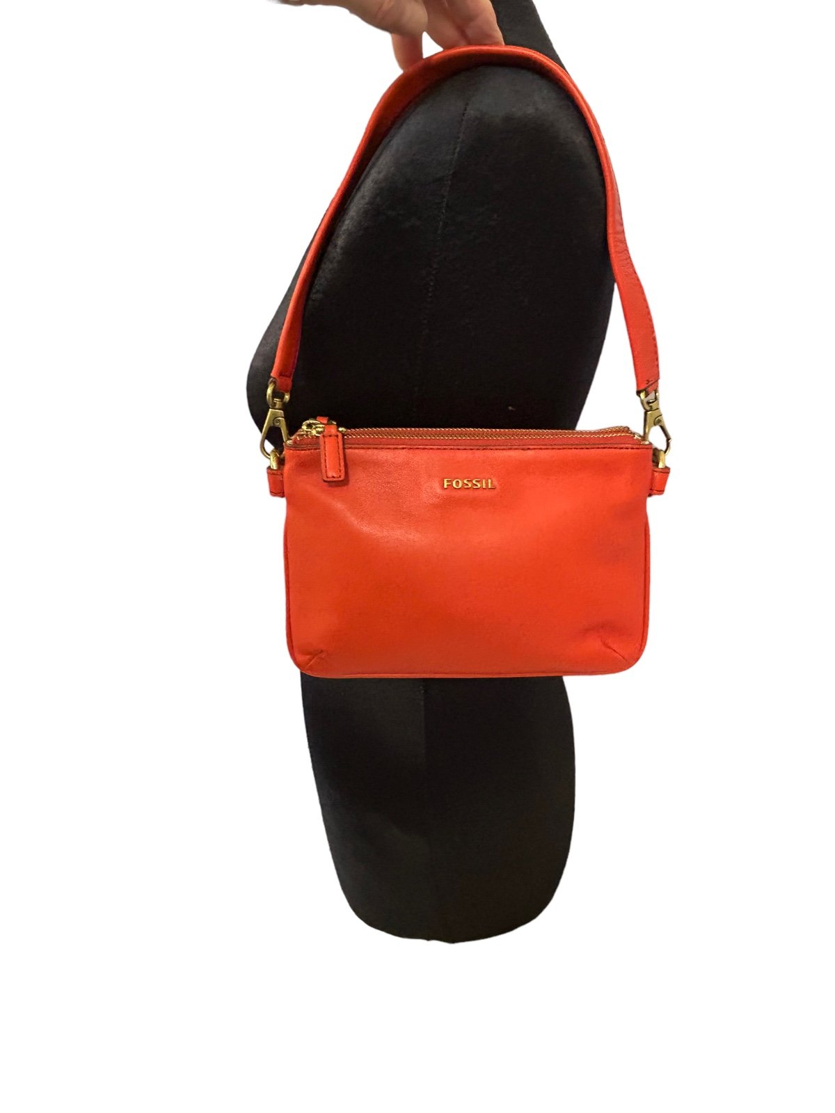 Fossil Wristlet Purse Shoulder Bag Smoothe Leather w/Dustbag.