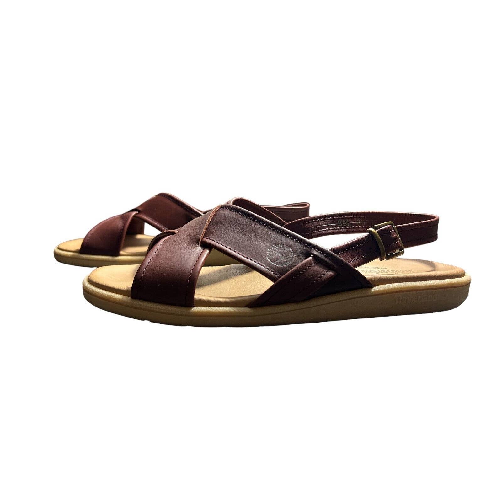 Timberland Flats Slingback Brown Leather Casual Open Toe Buckle Men Size 9