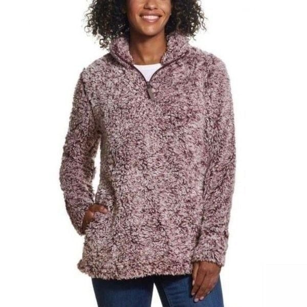 NWT Weatherproof Vintage Frosted Pink Sherpa Pullover Size Medium