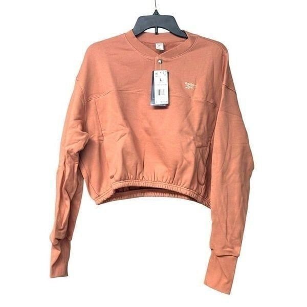Reebok Women's Classics Cotton French Terry Cropped Sweatshirt, Canyon Coral, L