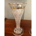 Pair of EAPG Antique Gold Rimmed Vases in Massachusetts Pattern c 1900