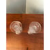 Pair of EAPG Antique Gold Rimmed Vases in Massachusetts Pattern c 1900