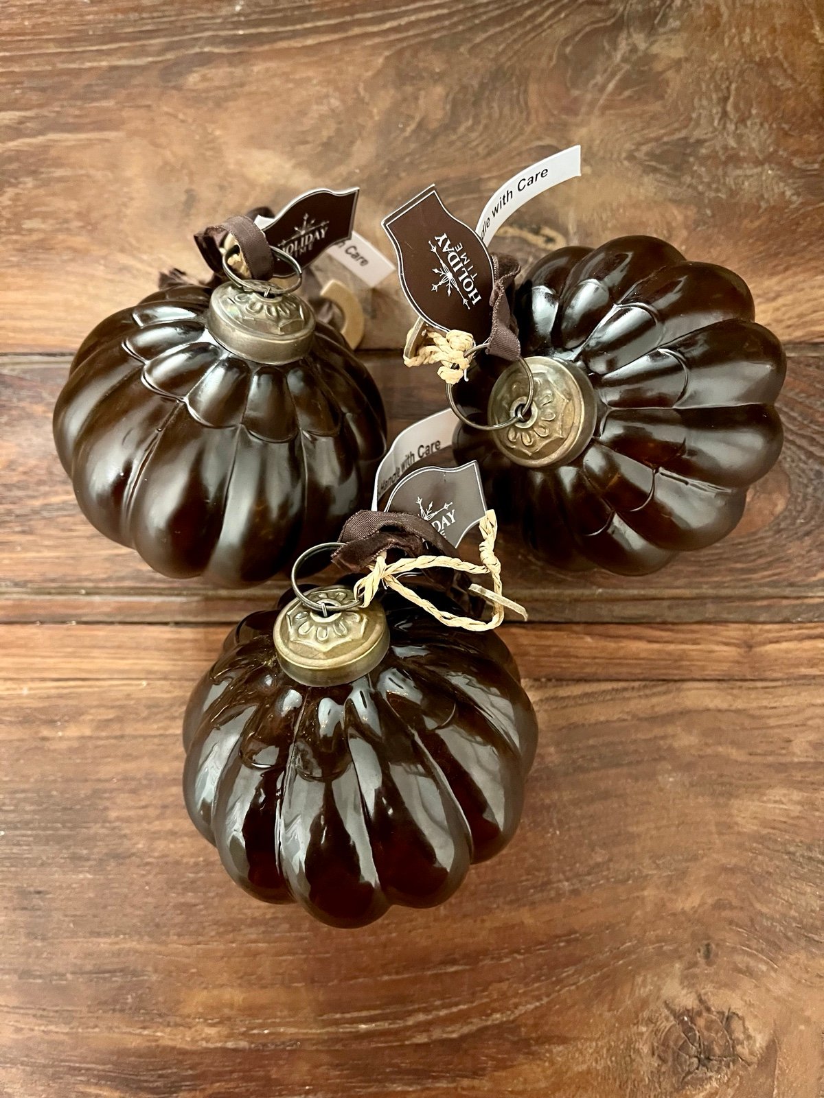 Holiday Time Brown Glass Christmas Ornaments