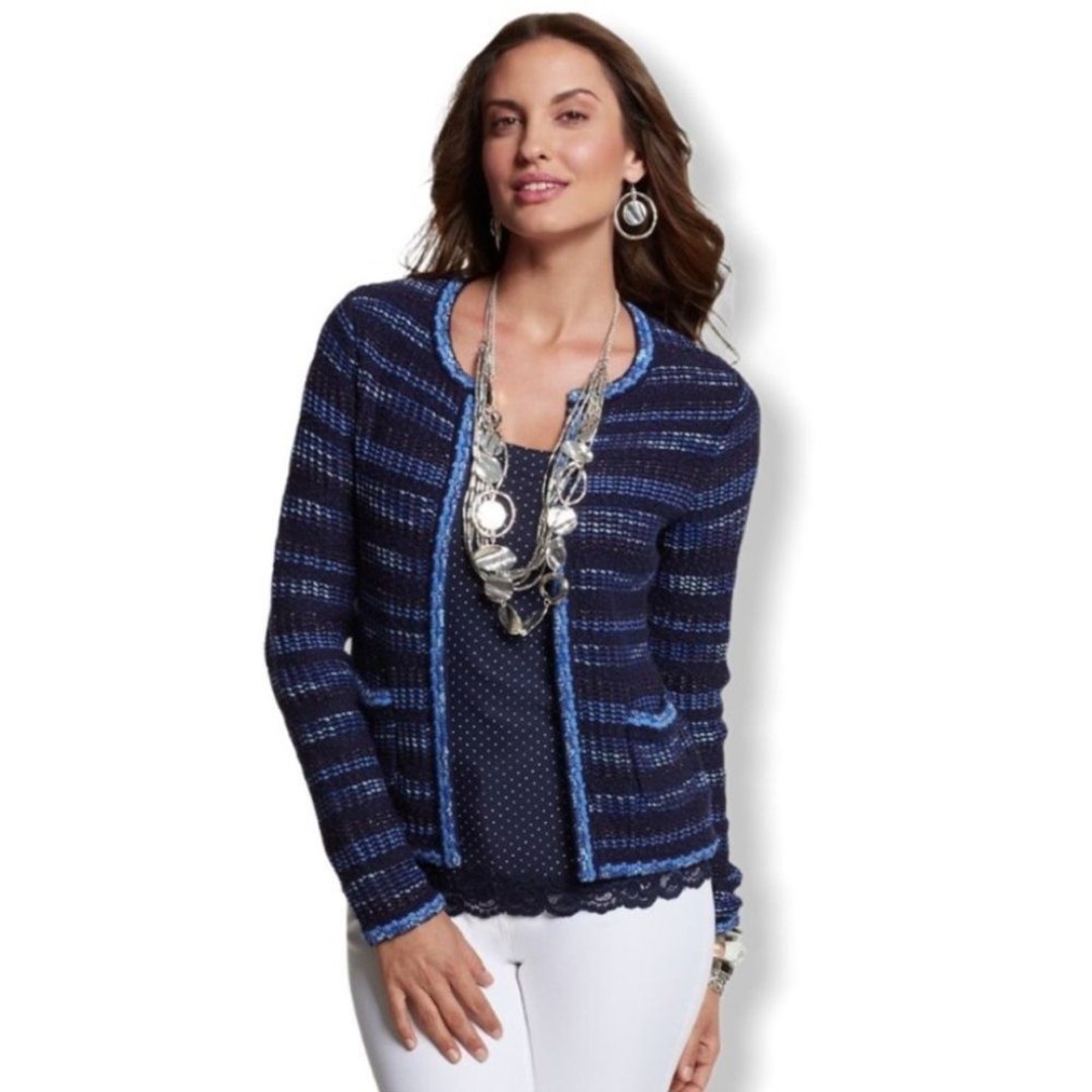 Chico s Tweed Cardigan Sweaters Mercari