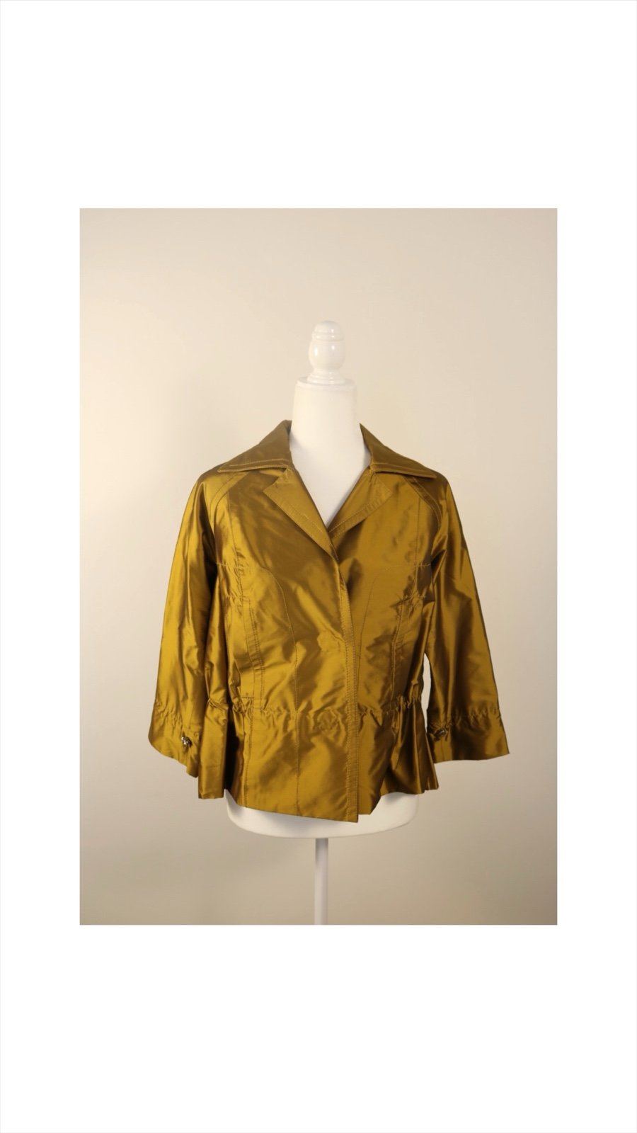 KAUFMANFRANCO Women’s Gold Designer Runaway Silk Satin Leather Jacket