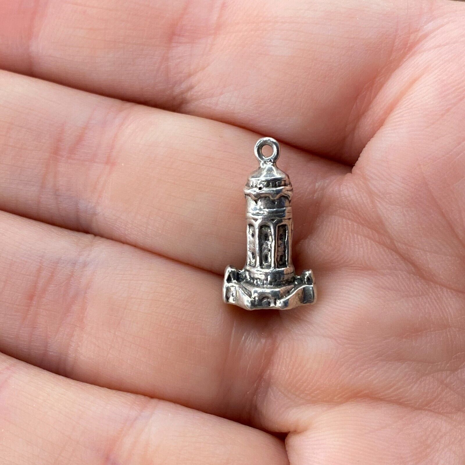 Vintage 800 Silver Mannheim Water Tower Germany Pendant Bracelet Charm