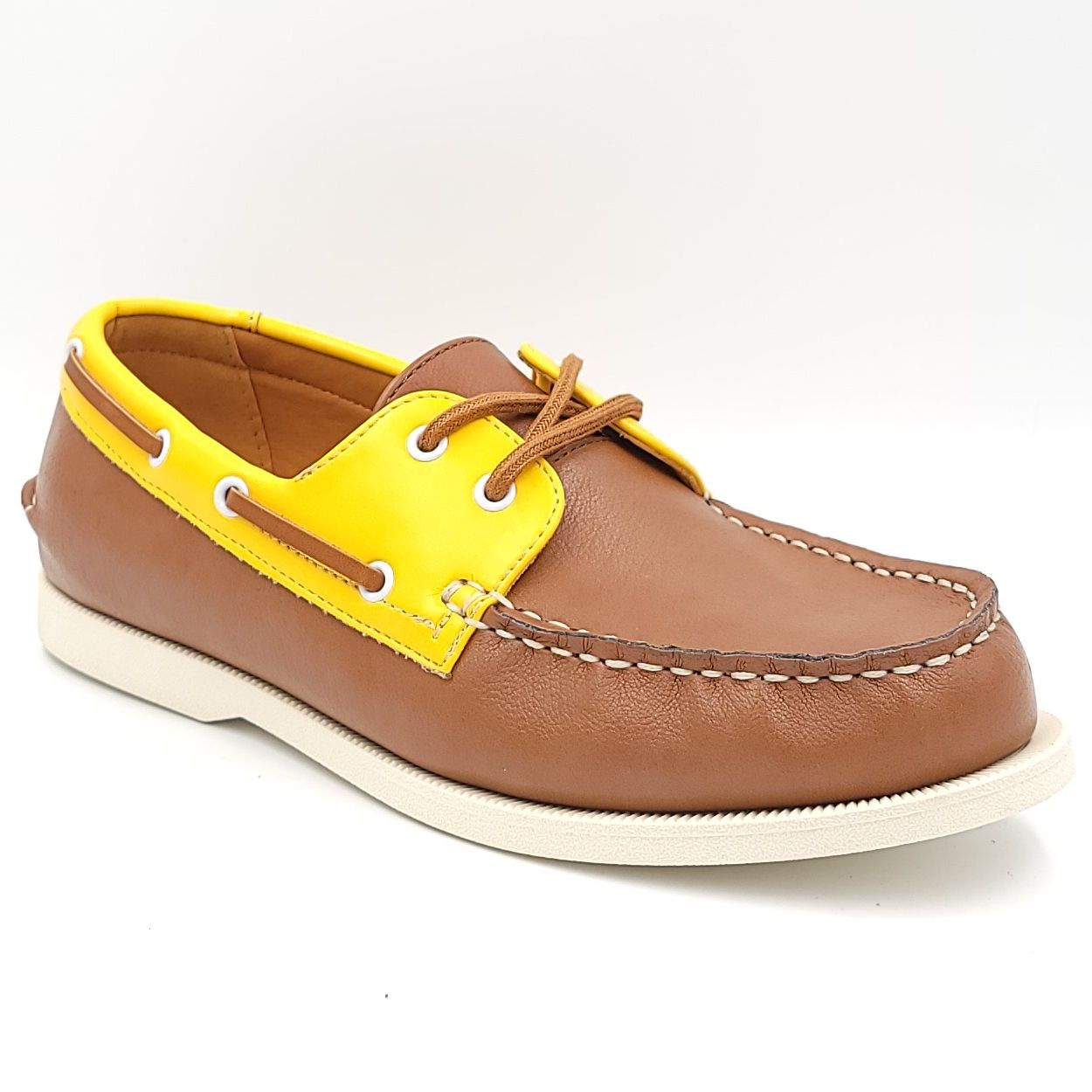 Club Room Men Boat Shoes Elliot Size US 7.5M Tan Yellow Faux Leather