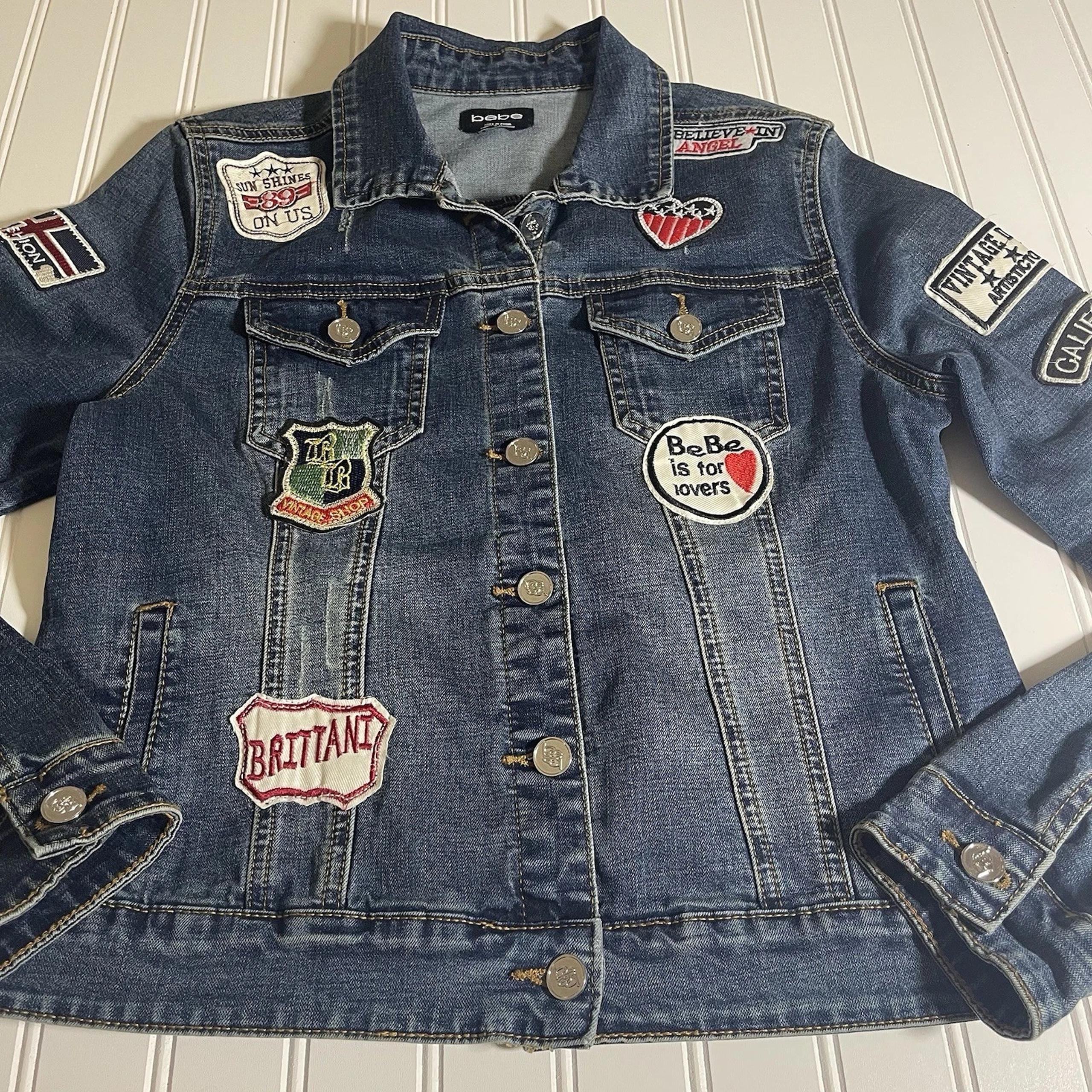 Britani Patch Jean Jacket Size M - Bebe