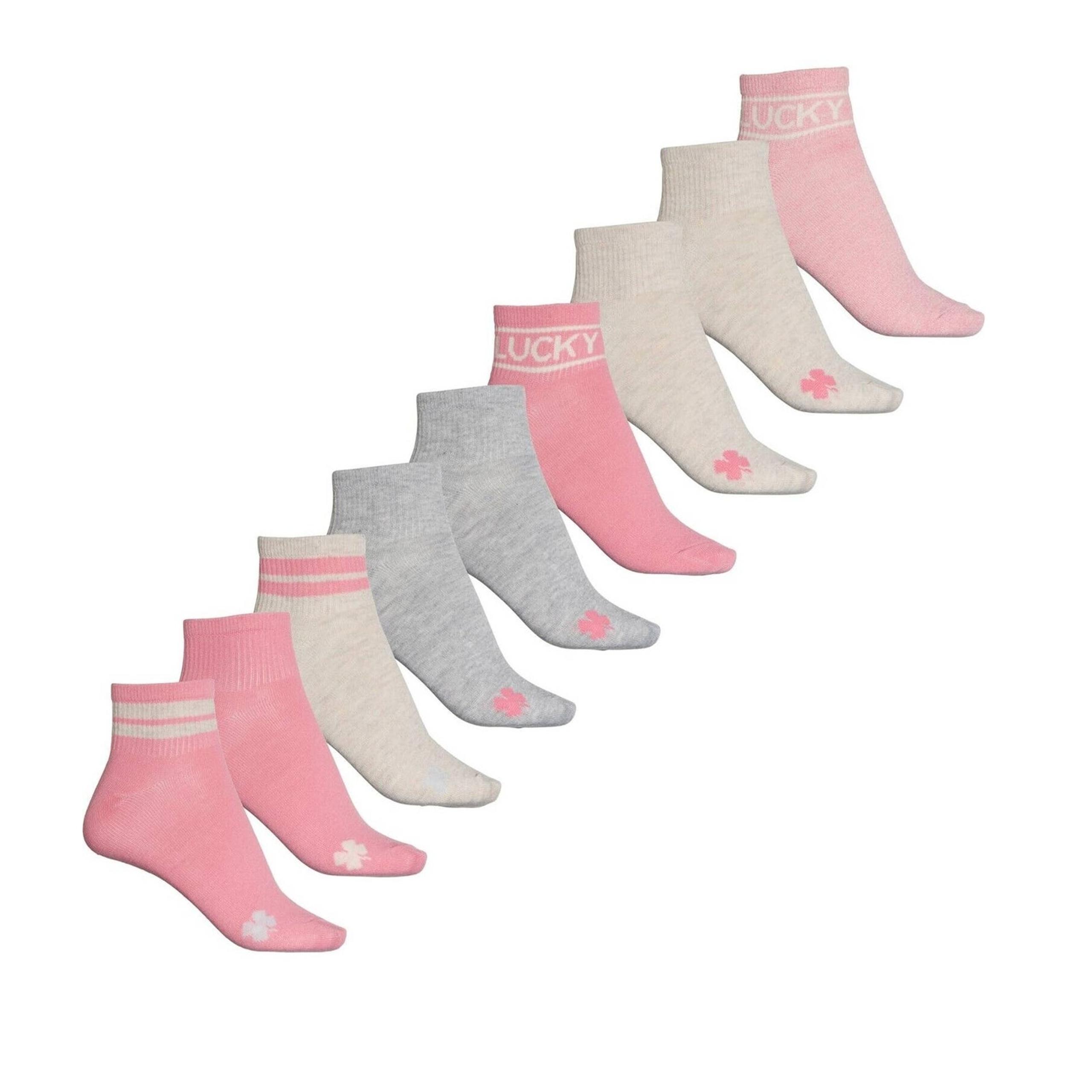 Lucky Brand Women’s Everyday Comfort Active Logo Socks 9 Pairs Quarter Crew Pink