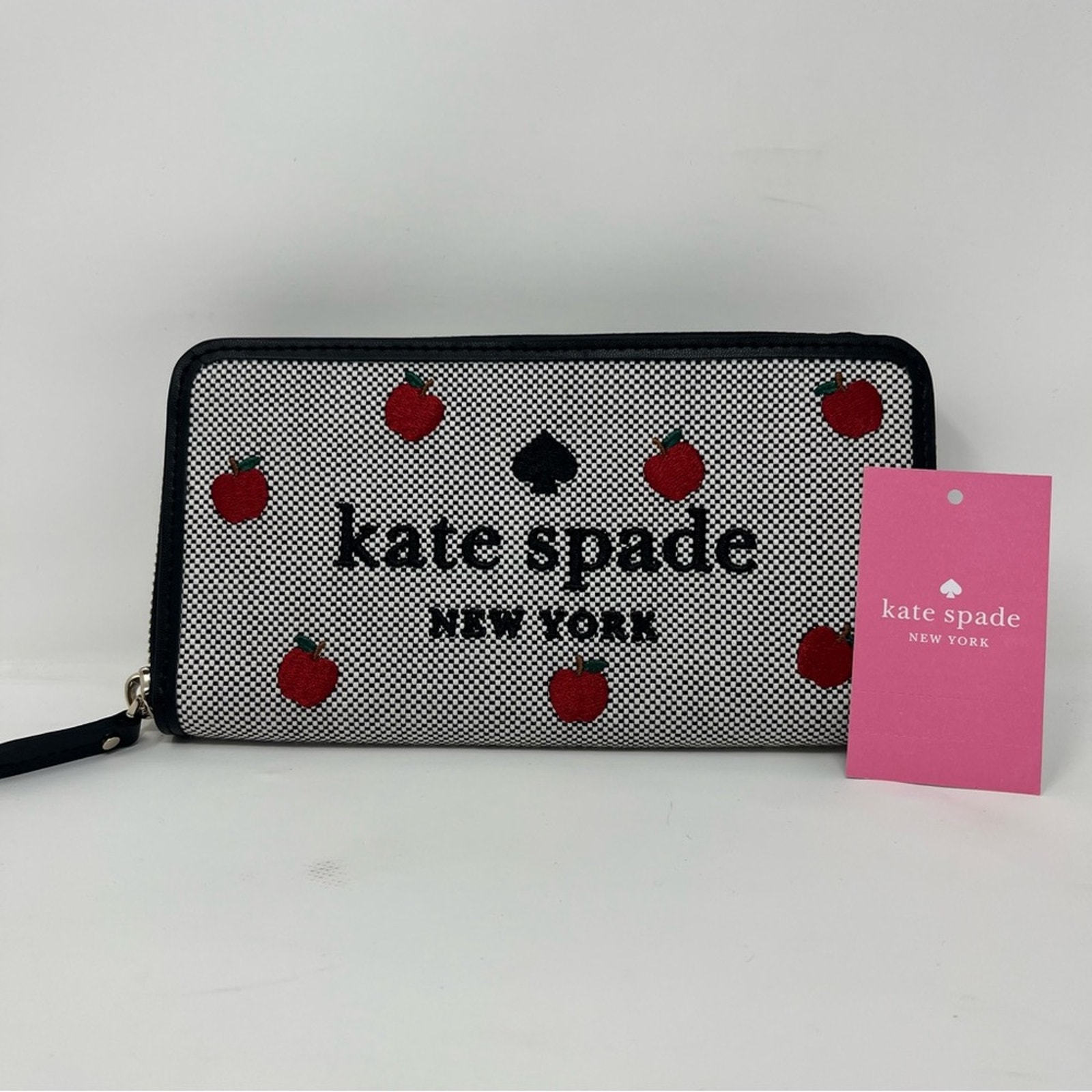 Kate Spade Ella Apple Toss Embroidered Large Continental Zip Wallet NWT