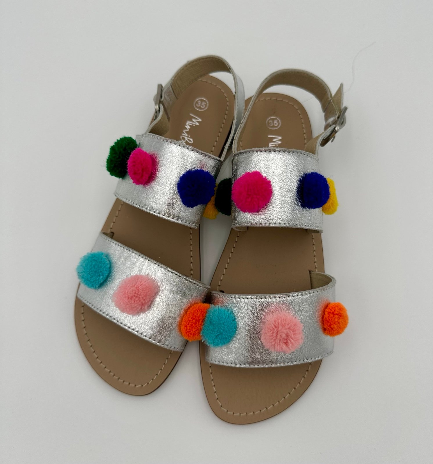 Mini Boden Pom Pom sandals
