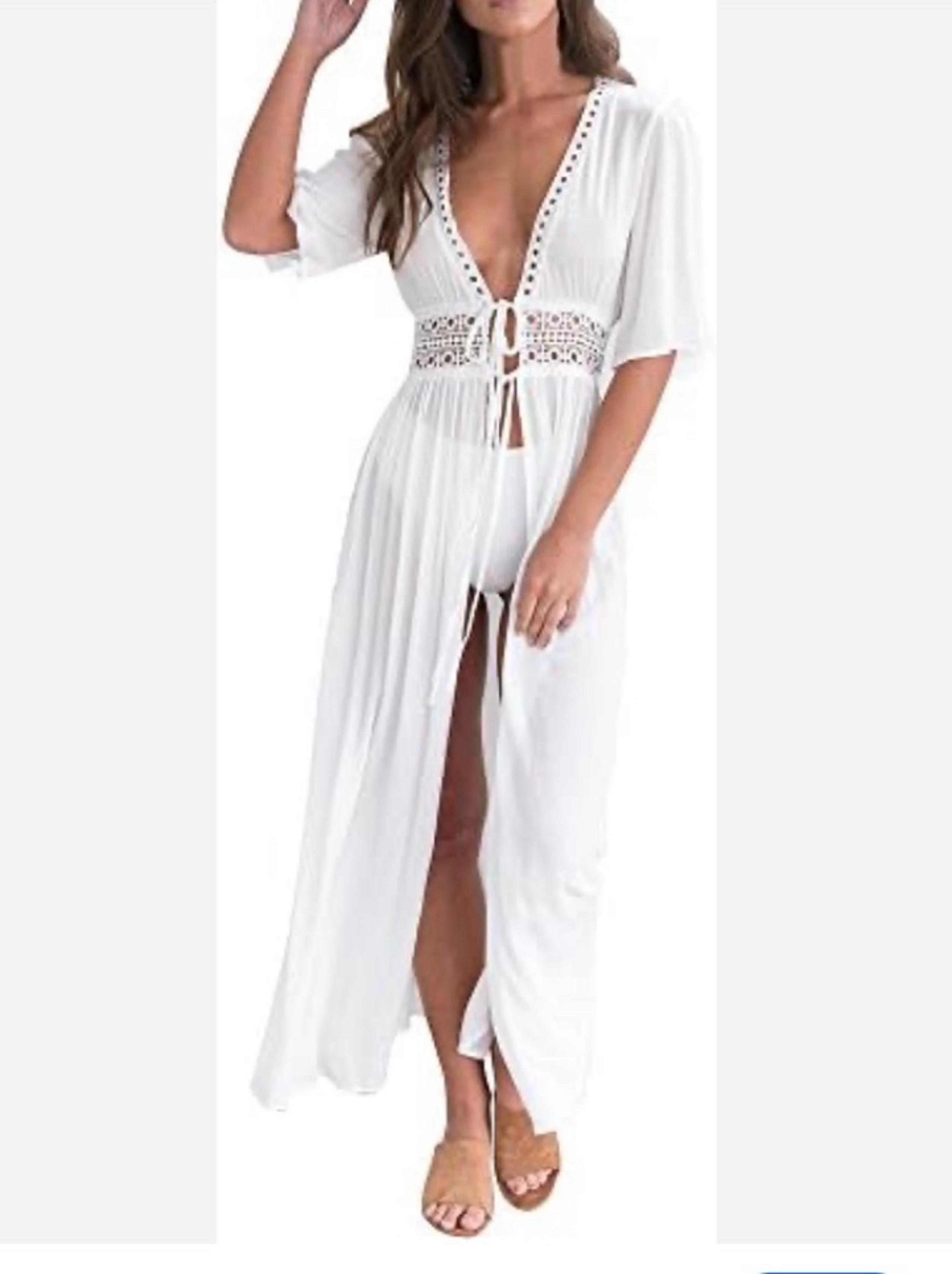 FANCYINN Women's Swimwear Open Front Cardigan Beach Bikini Cover-up Beachwear S