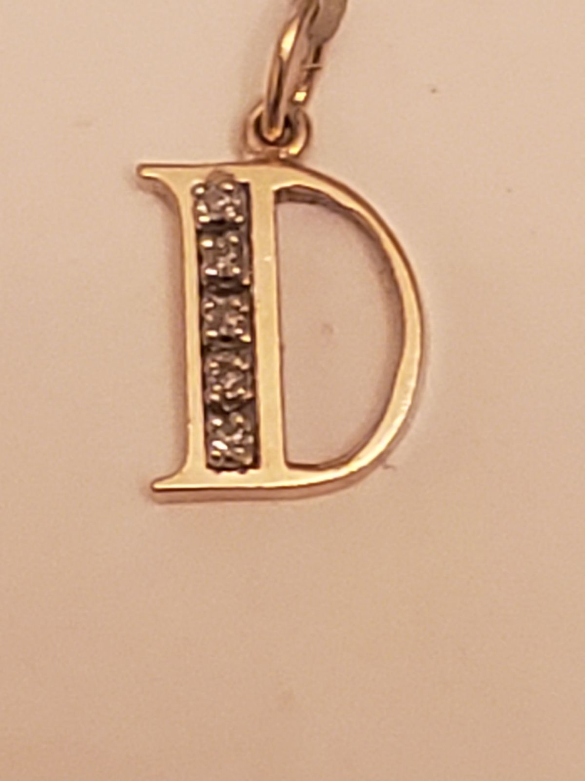 14k diamond D initial letter charm