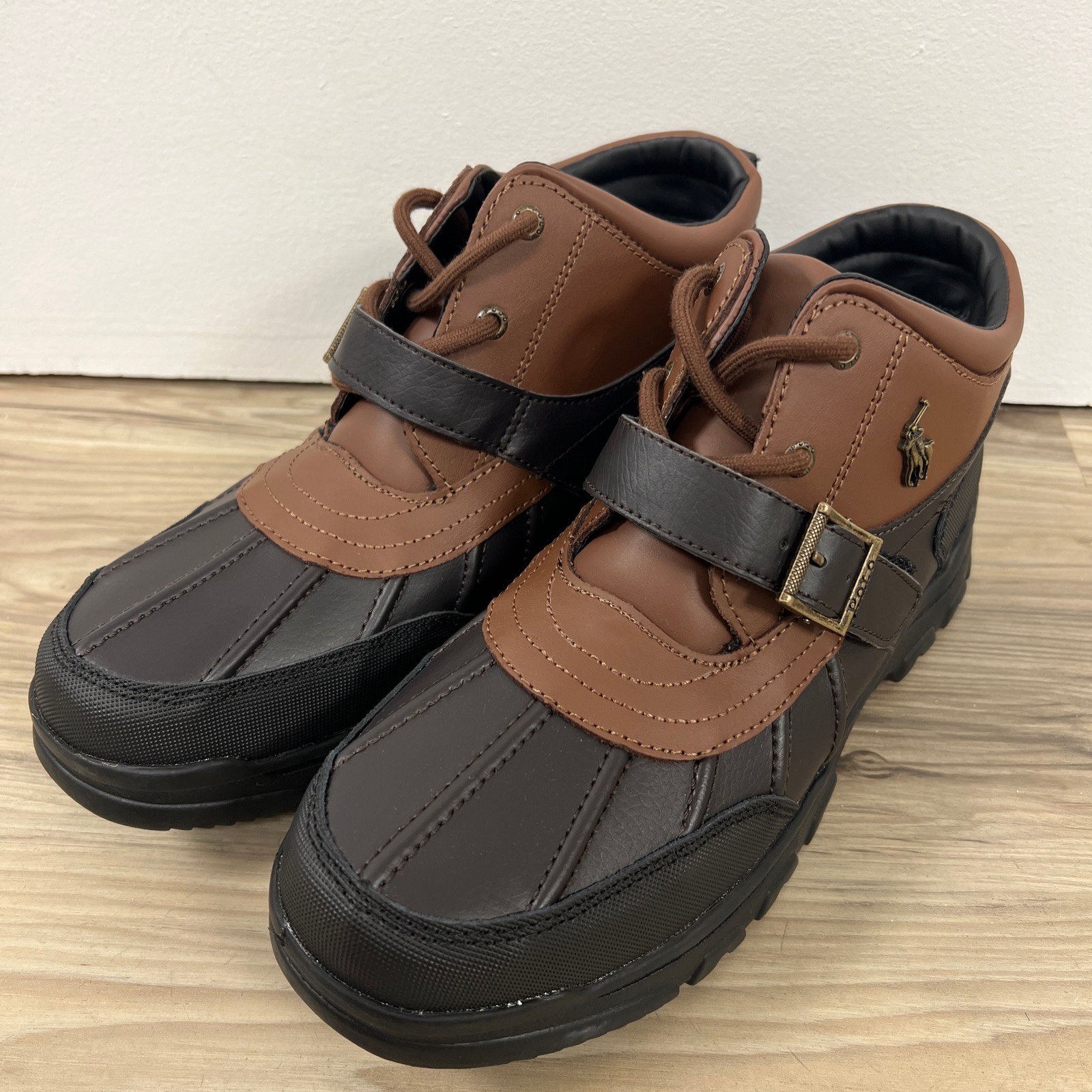 Polo Ralph Lauren Dover Duck Boots Boys Shoes Size 7 Chocolate/Black NWOB 80