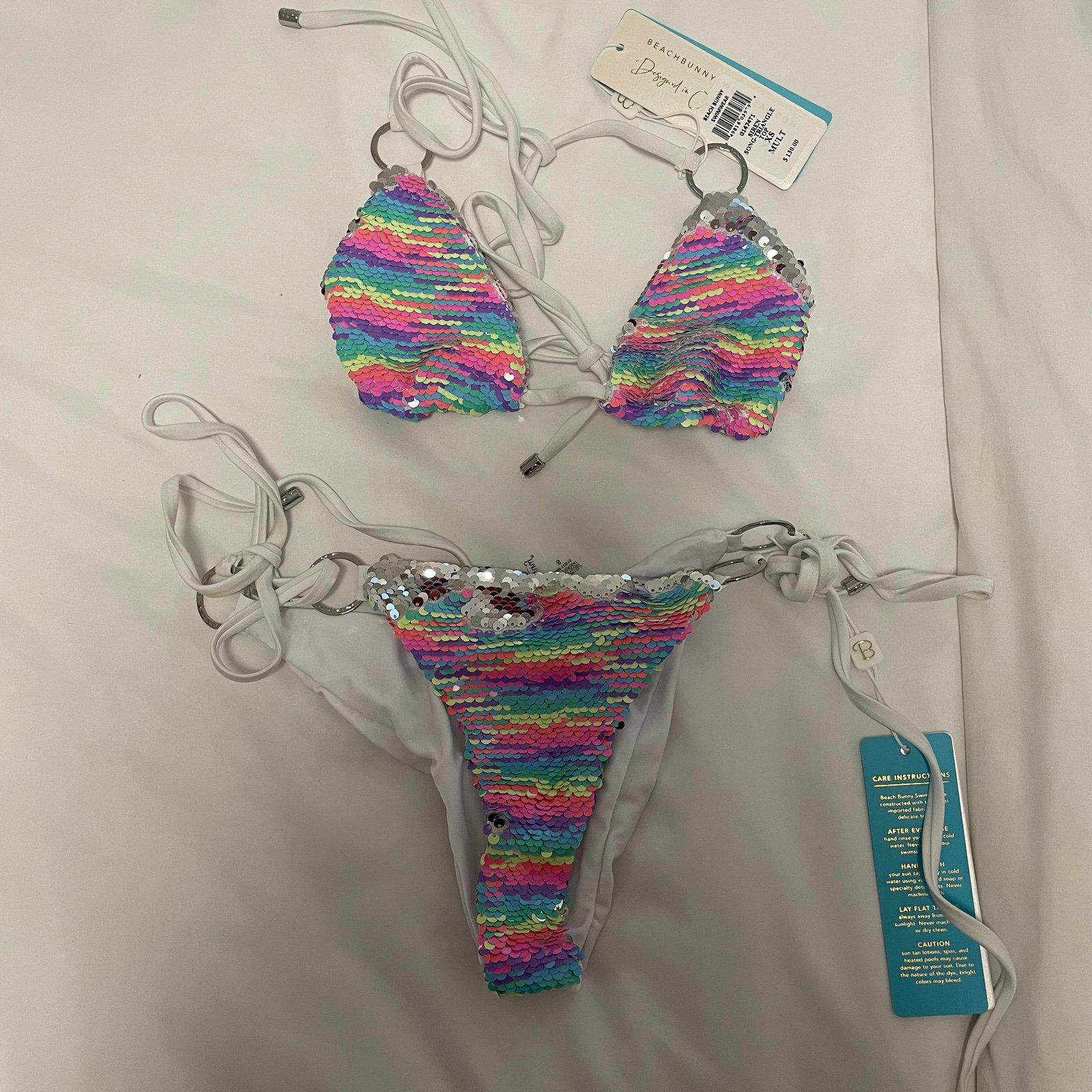 Beach Bunny White Tri-color w/Sequins “Siren Song”