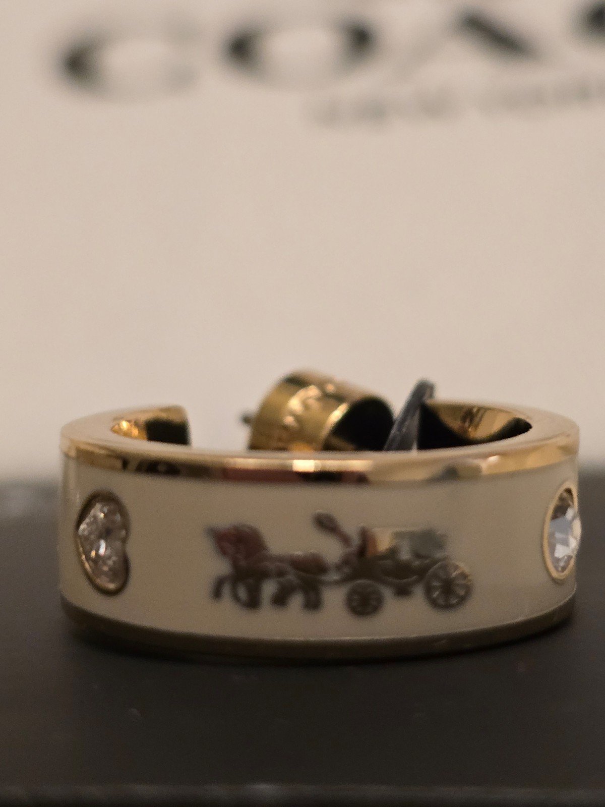 Coach Earrings Huggie Horse and Carriage Gold Tone