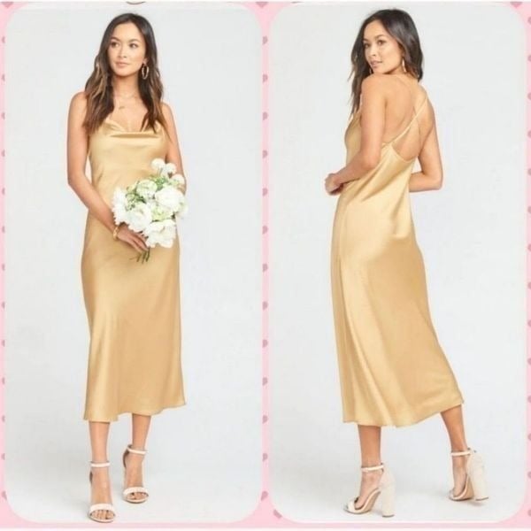Show Me Your Mumu Verona Gold Cowl Neck Slip Dress XS