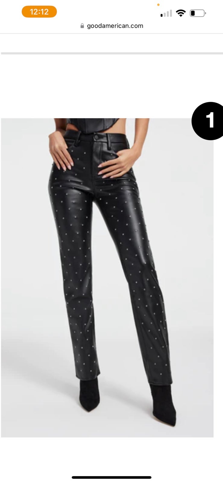 Good American GOOD ICON FAUX LEATHER WITH DIAMONDS